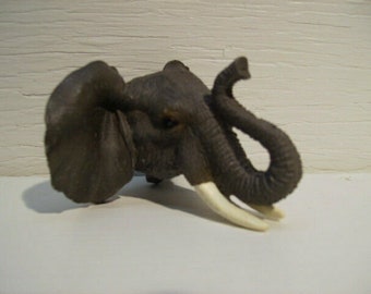 Vintage Figurine Statue Elephant Magnet Hand Painted Elephant Bust