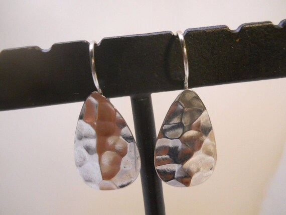 Solid 925 Crafted Sterling Silver Dangle Earrings… - image 1