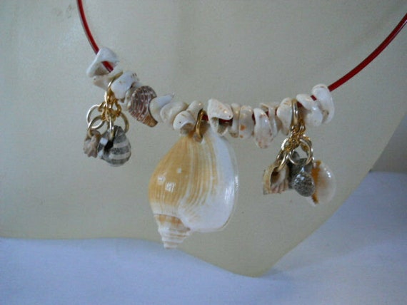 Assorted Genuine Shell  Dangle Necklace on 16" Co… - image 3