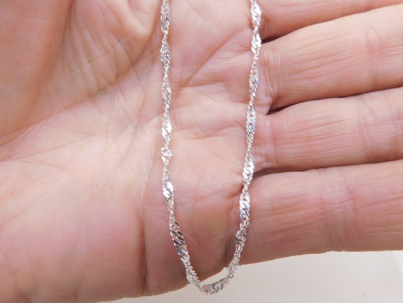 Vintage 925 Singapore 18"L Chain Necklace 2.5mm C… - image 4