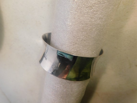 925 Plain Sterling Silver Cuff Bracelet w/ Center… - image 3