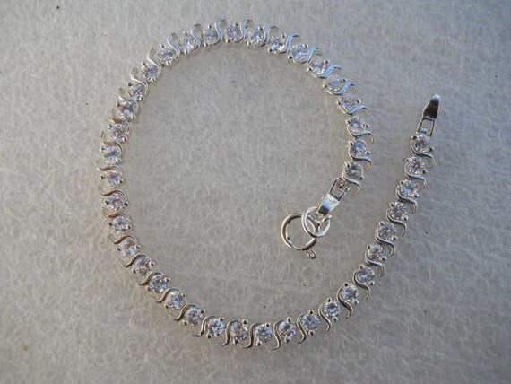 925 Channel 40 Cz Tennis Bracelet Solid Sterling … - image 5