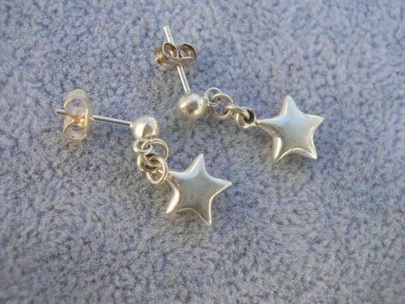 925 Stars & Ball Stud Post Dangle Earrings Sterli… - image 1