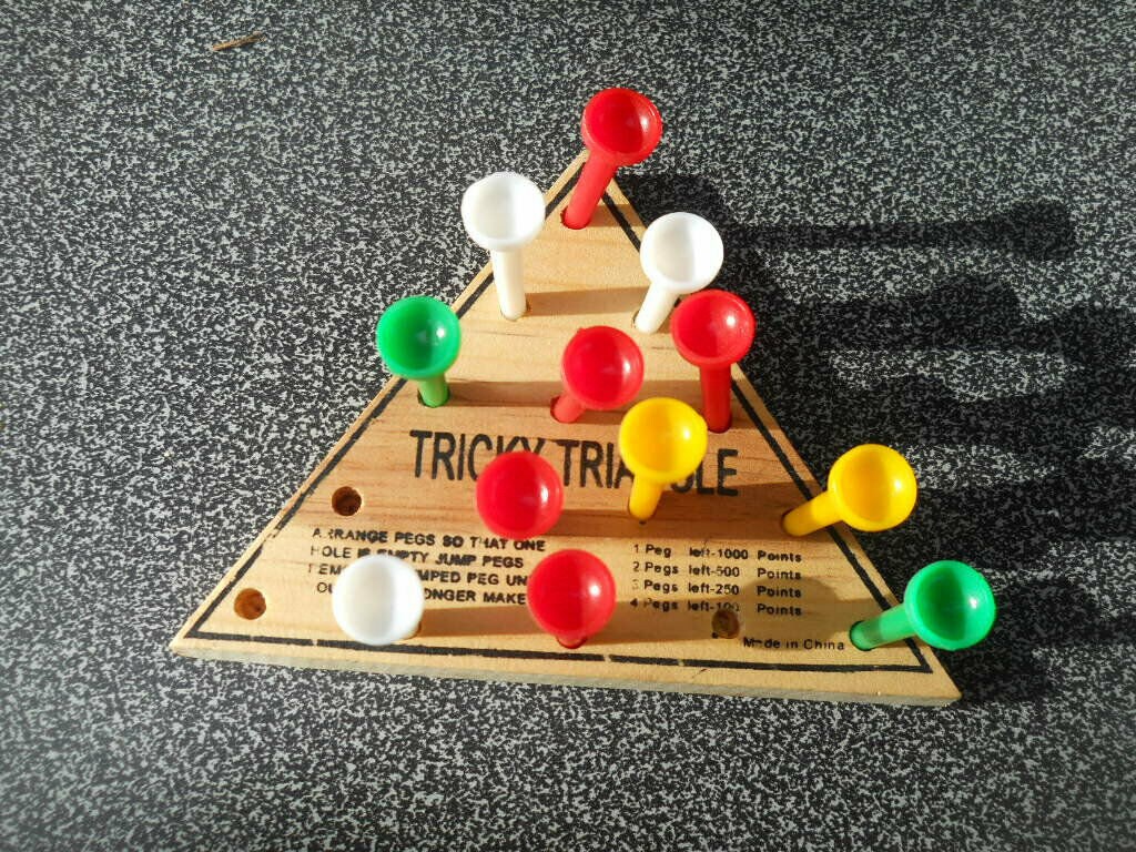 Wooden Tricky Triangle Game With Colored Pegs Etsy UK