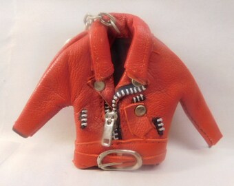 mini leather jacket keychain