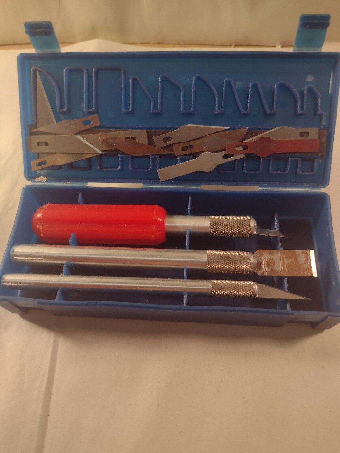 Vtg Razor Blade Utility Hobby Carving Tool Set W/ Extra Blades & Case ...