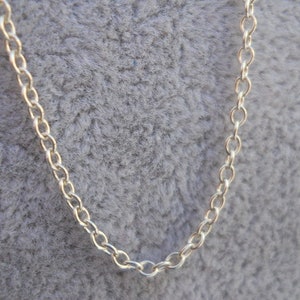 O Link 925 Rolo Chain 16&#39;L Pendant Necklace Crafted Solid Silver Vtg