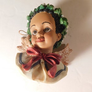 Colored Girl Angel Christmas Ornament Wreath by Flambro