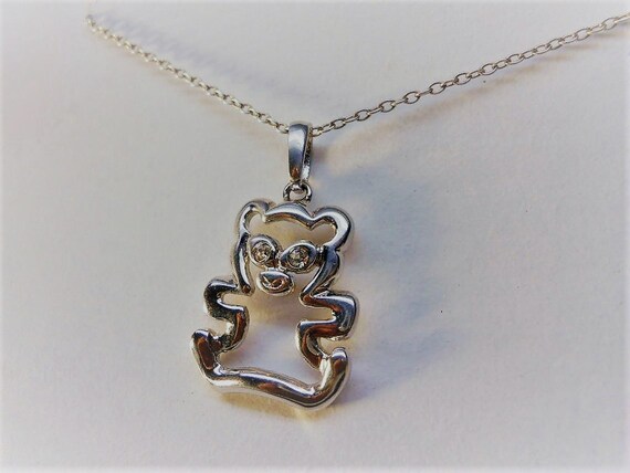 Beautiful Bear Necklace with Cz Stones Crafted 92… - image 3