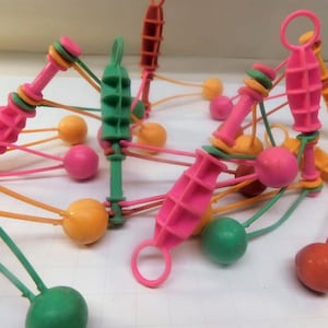 2 pc Vintage Novelty Bang Swing Balls noise maker toy 1989&#39;s pretend play