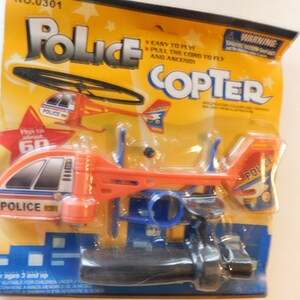 Toy Zoom Police Copter launcher Helicopter Flies Upto 60 feet Vintage image 7