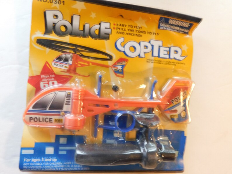 Toy Zoom Police Copter launcher Helicopter Flies Upto 60 feet Vintage image 7