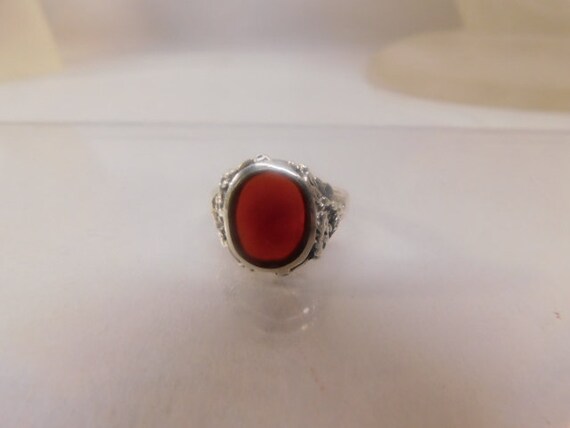 925 Red Carnelian Solid Sterling Silver Ring Sz 7… - image 9