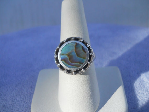 Abalone Crafted Solid Sterling Silver Ring Sz 8.5… - image 1