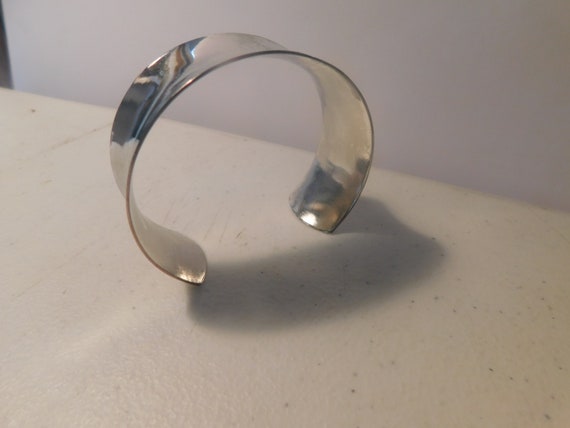 925 Plain Sterling Silver Cuff Bracelet w/ Center… - image 2