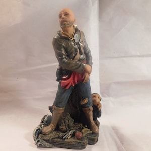 Pirate with Sword & Money Figurine Statue Vintage