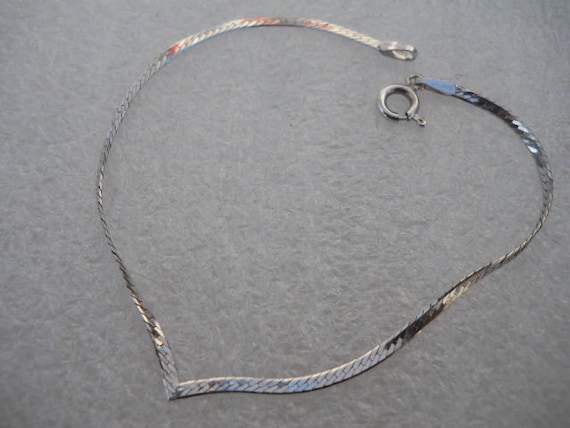 Signed Sterling Silver V Bracelet, Solid Silver I… - image 2