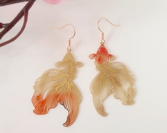 Goldfish Koi Gold Earrings, Jewelry Jewellery Summer Mothers Day Gift