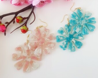 Flower Resin Boho Hippie Earrings, Jewelry Jewellery Summer Mothers Day Gift