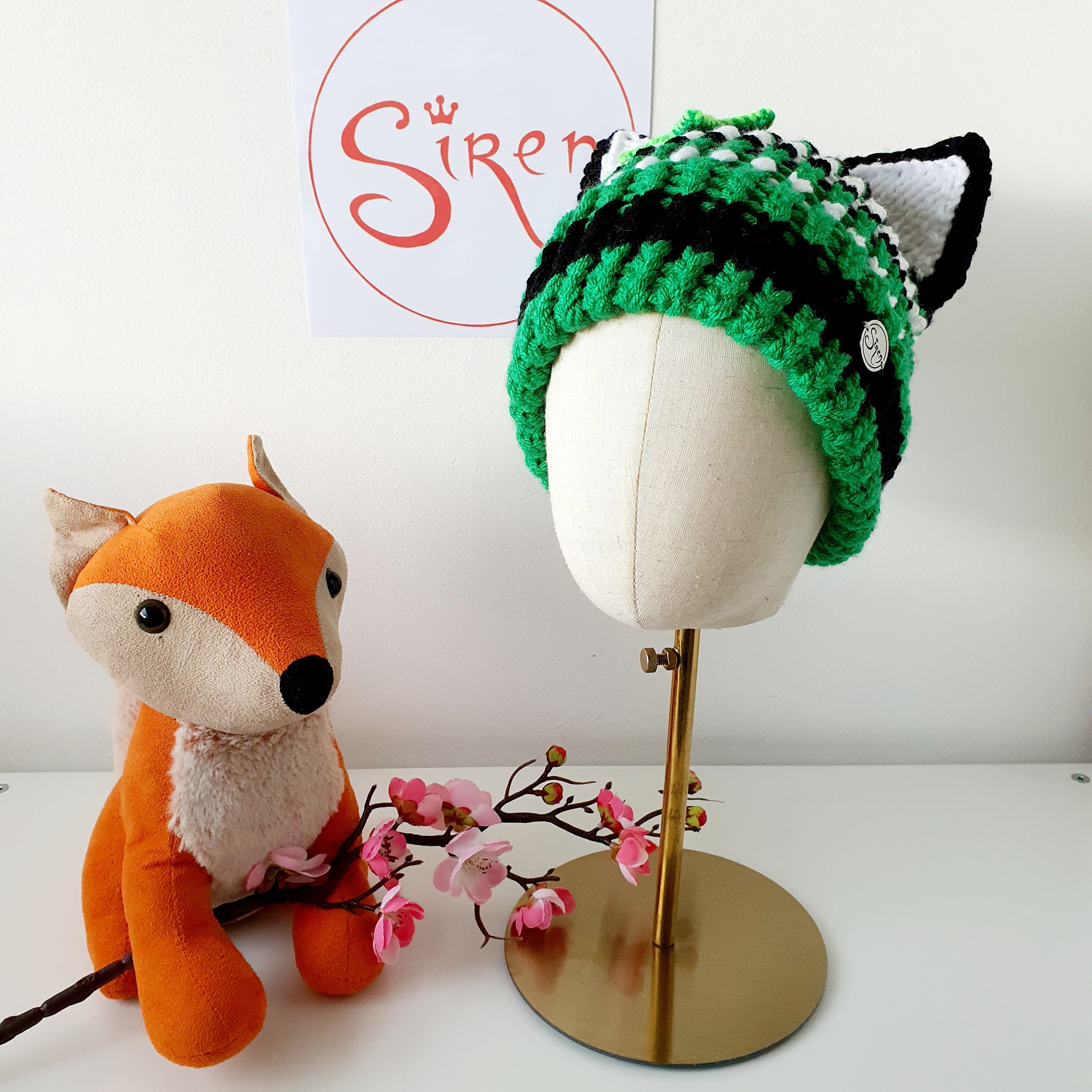 Powerpuff Girls Cat Ear Beanie, Handmade Fox Ear Hat, Cute Animal