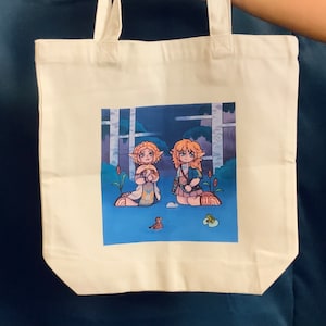 The Legend of Zelda Zelink Korok Fanart Print on Canvas Tote Bag