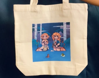The Legend of Zelda Zelink Korok Fanart Print on Canvas Tote Bag