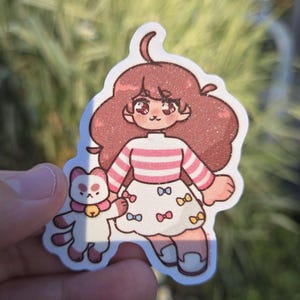 Sandy Textured Bee and Puppycat Vinyl Sticker