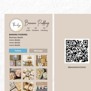 Editable Instagram Page Business Card Template - Neutral - Download only