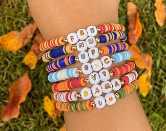 Football bracelet, custom college football team bracelet, game day bracelet, heishi bracelet