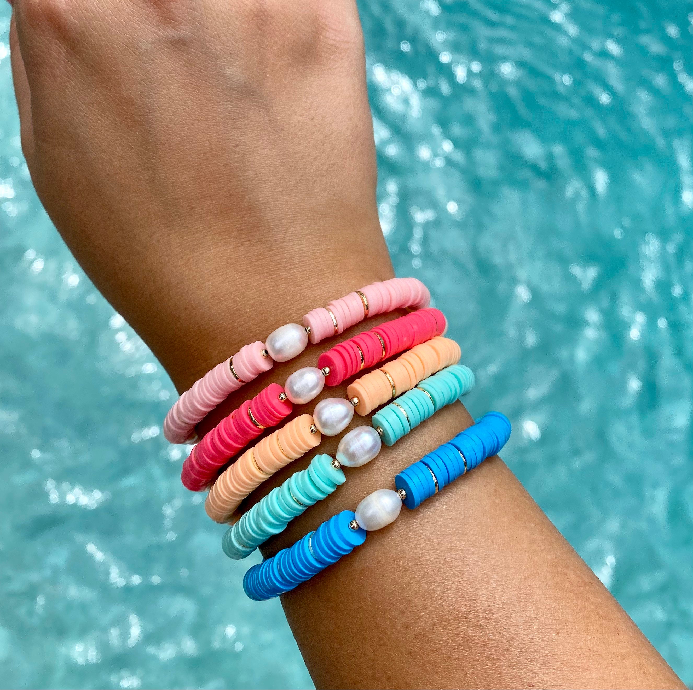 Heishi bead bracelet pearl heishi bracelet polymer clay Etsy