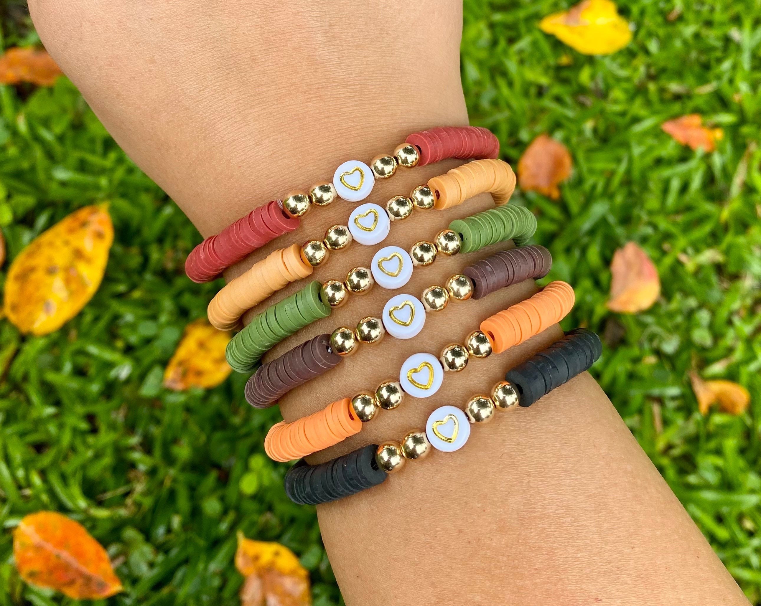 Heishi bead bracelet polymer clay beads heishi gold | Etsy