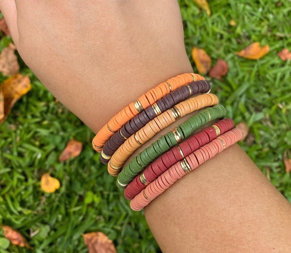 Heishi bracelet, polymer clay bead bracelet, stretch bracelet