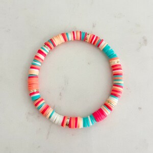 Summer bracelet, Tropical mix Heishi bracelet, polymer clay bead