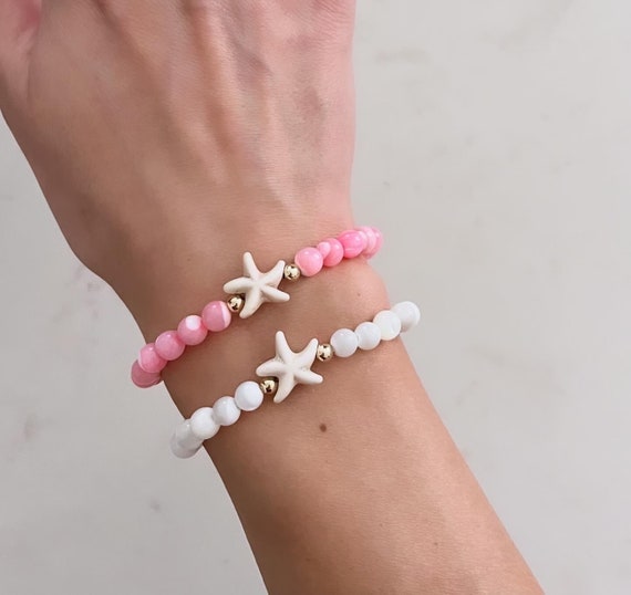 Starfish Bracelet, Mother of Pearl Bracelet, 14k Gold Filled