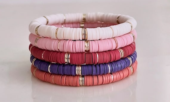 4000 Pcs 6mm Pink Clay Beads For Bracelet Making - Polymer Heishi Spacer Beads For DIY Jewelry