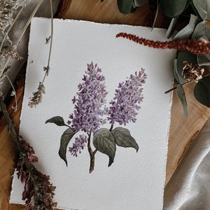 Original Lilac Watercolor Painting | 8x10” | Vintage Floral, Classic Design, Timeless Art, Hand Painted, Fine Art, Christmas Gift Idea