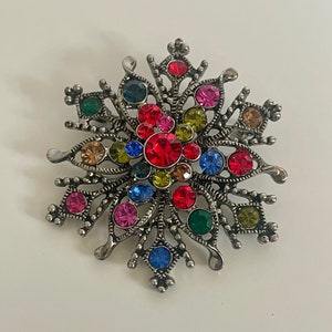 Vintage Multicolor Crystal Rhinestone Brooch Pin Sustainable Jewelry