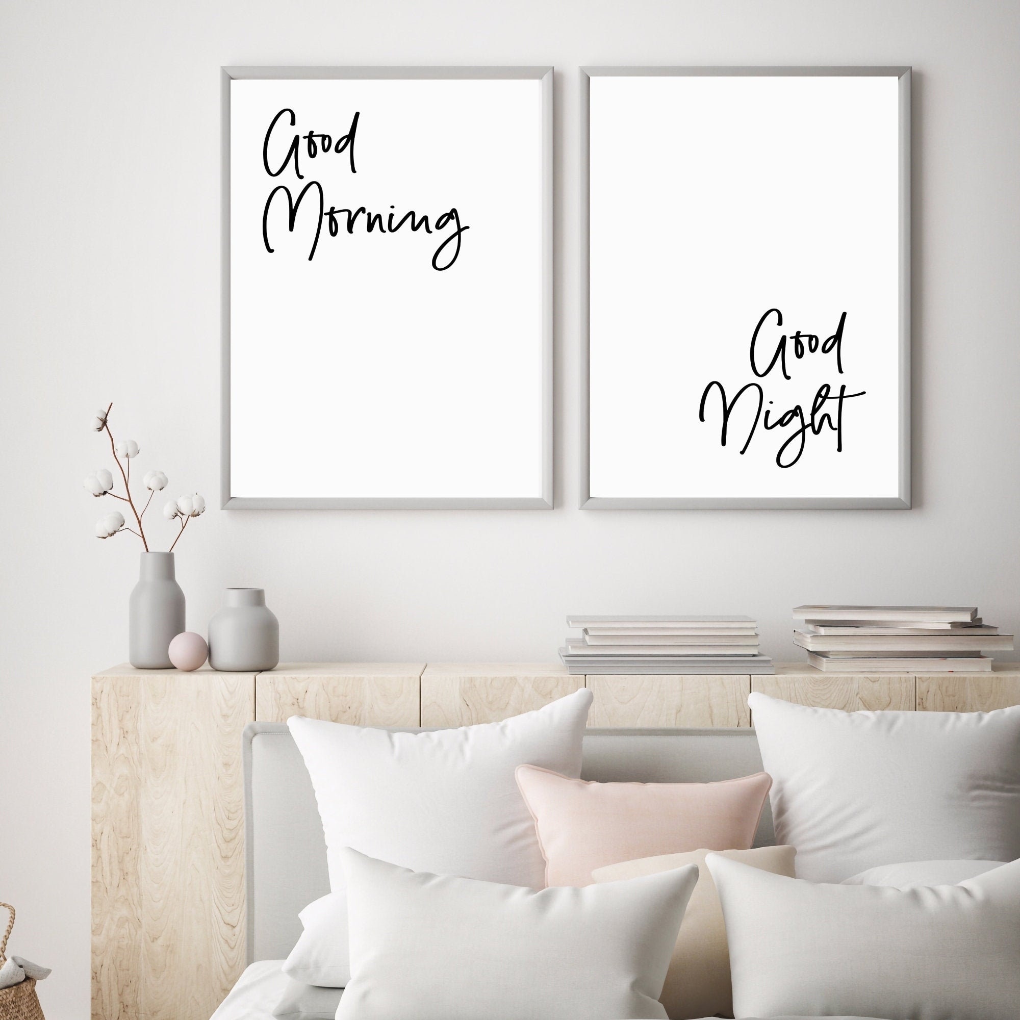 Good Morning Good Night Printable Art Couple Bedroom Decor Etsy