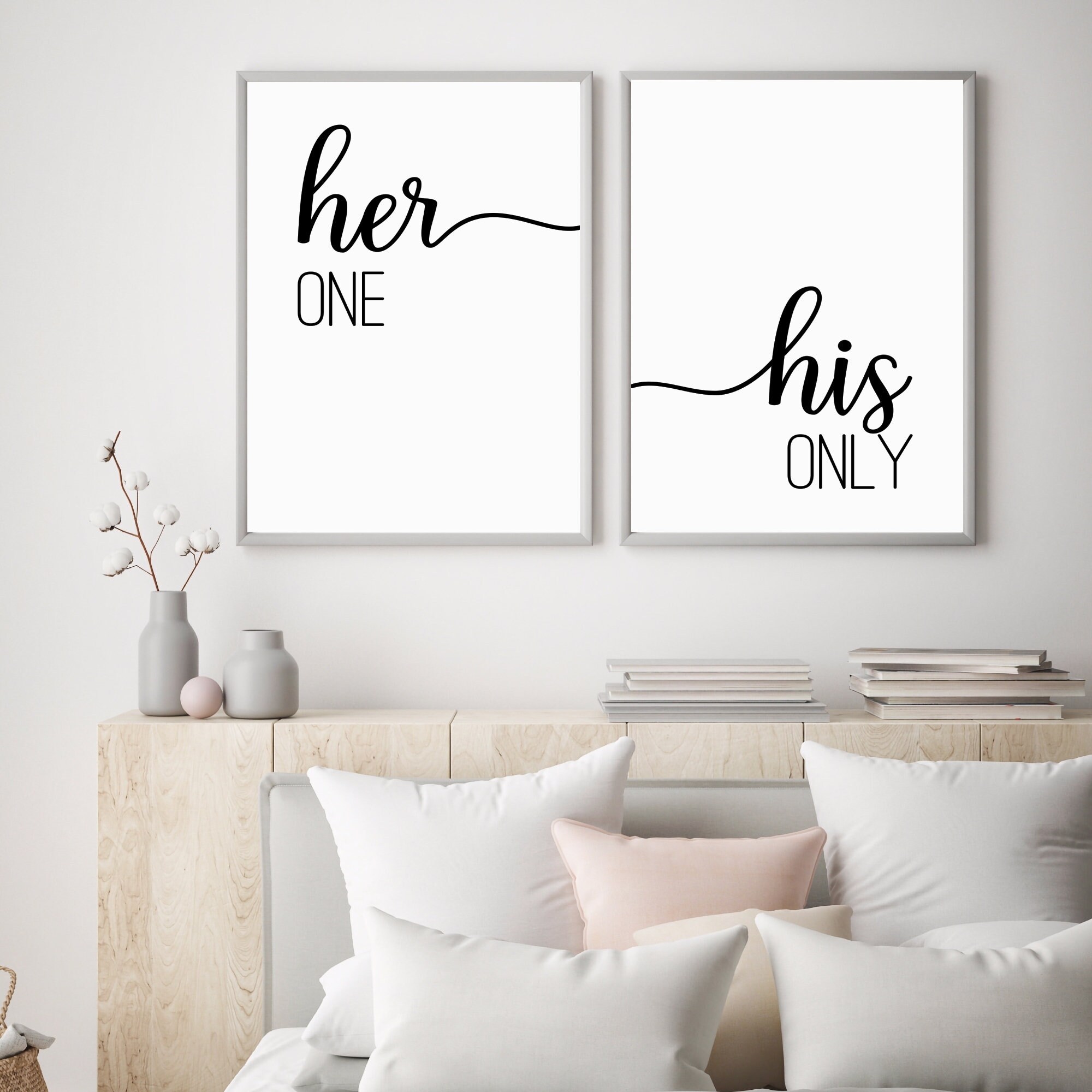 Her One His Only Printable Art Set of 2 Wall Art Couple | Etsy