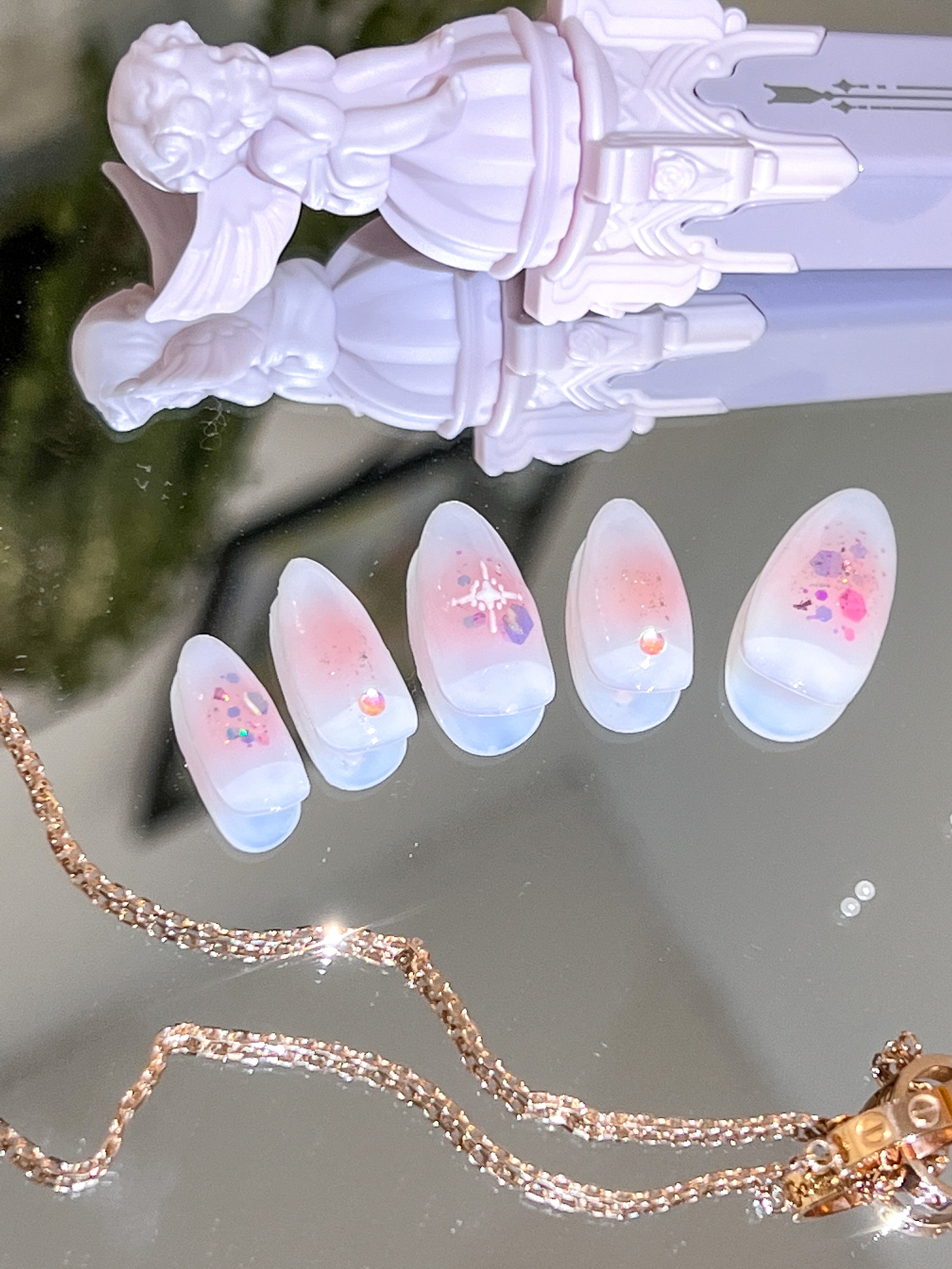 Starry Blush Aesthetic Douyin Inspired Pink Blush Nails W/ Etsy