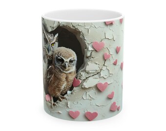 Owls in Heart Nest Mug | Cute Owl Nest Ceramic Mug