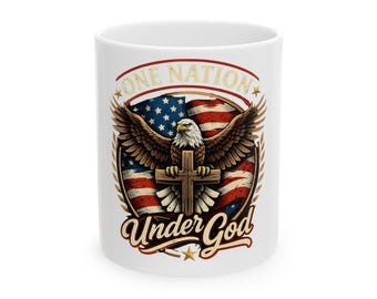 One Nation Under God Eagle Cross Mug | American Flag Ceramic Mug