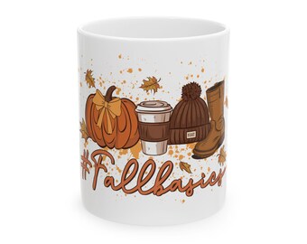 Fall Vibes Pumpkin Coffee Beanie Mug | Ceramic Coffee Mug