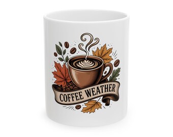 Coffee Weather Mug | Autumn Leaves Latte Coffee Cup