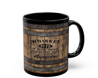 Whiskey Barrel Black Mug – Ceramic Coffee Mug, Gift for Drinkers