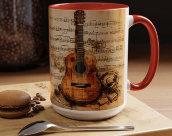 Musical Guitar Coffee Mug: Music Lover Gift (11oz and 15oz)