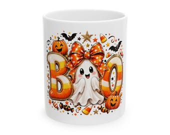 Cute BOO Ghost Mug | Halloween Ceramic Mug 11oz 15oz
