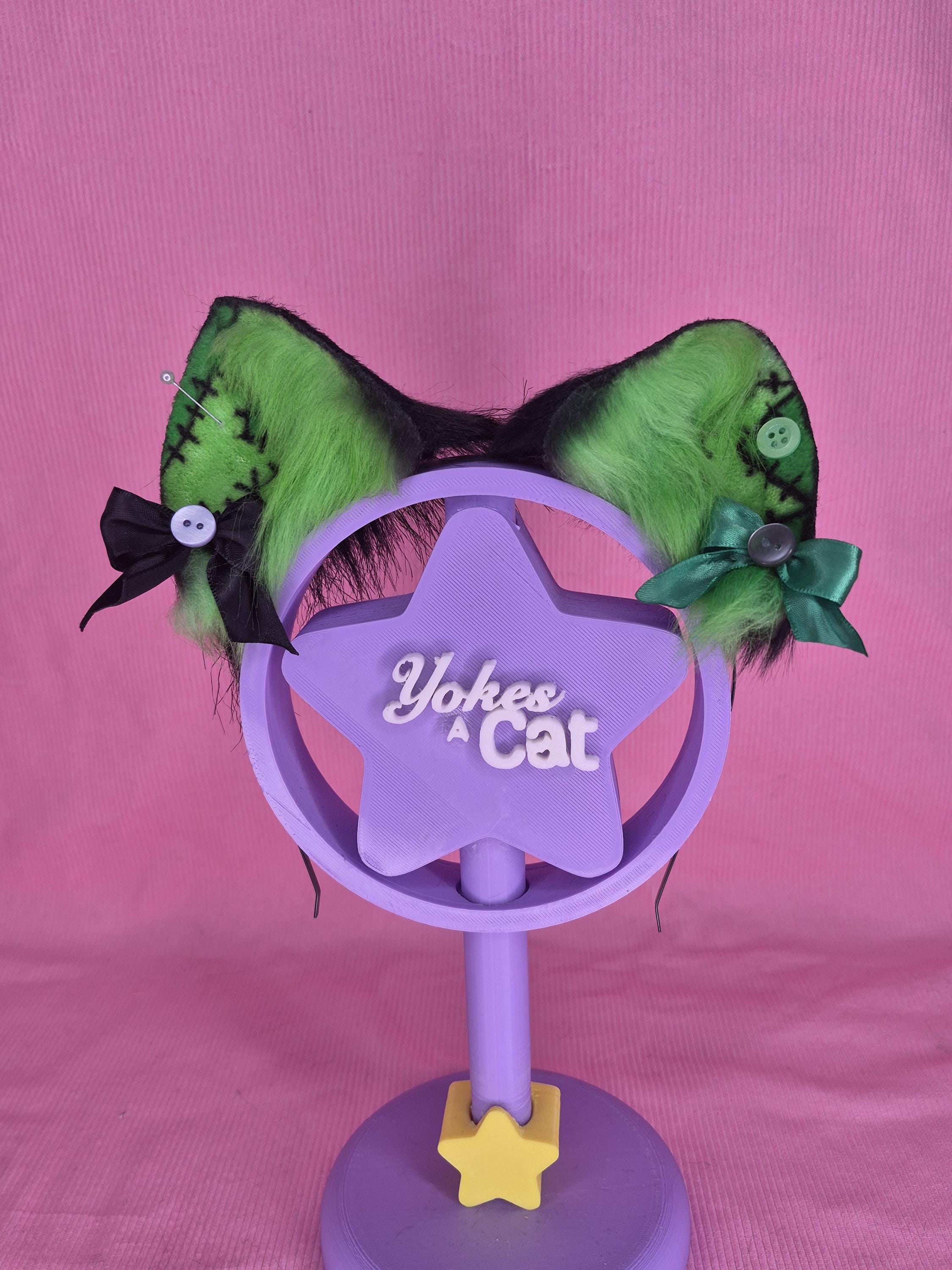 FrankenPurr Kitten Ears (Adjustable, Realistic and Removable Bows)