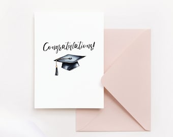 Simple Graduation Card for Her, Congrats Grad Card for Him, Graduation Cap Card for Graduation, Gift for 2024 Graduate, Graduation Gift