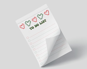 Christmas Notepad, To Do List Notepad Cute, Christmas Notebook, Red and Green Christmas, Christmas Gift for Women, Tear Away Notepad, 5x7